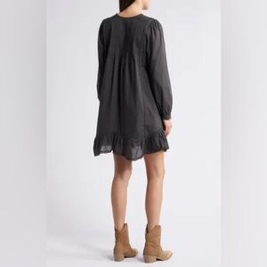 MANGO VIOLETA BY MANGO BLACK V NECK RUFFLE MINI DRESS NEW WITH TAGS LARGE